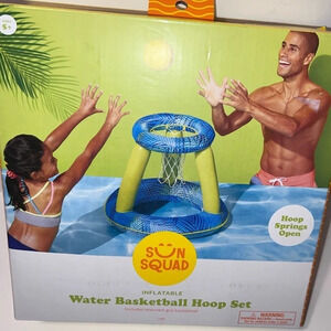 Sun Squad, NWT, inflatable, water, basketball, hoop, set with textured grip ball